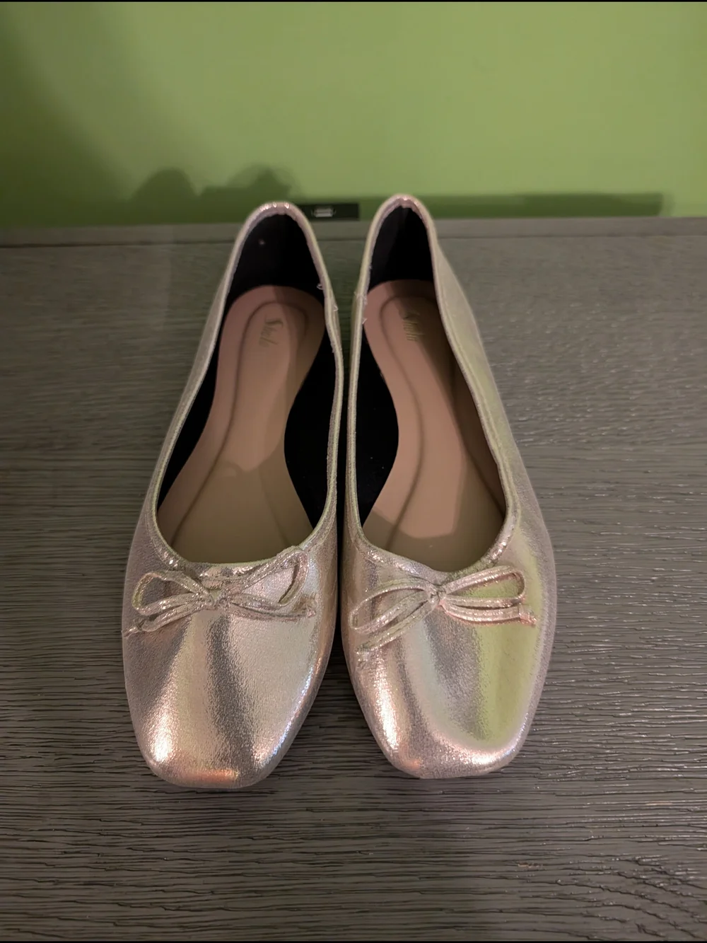 SHEIN Metallic Gold Ballet Flats with Bow